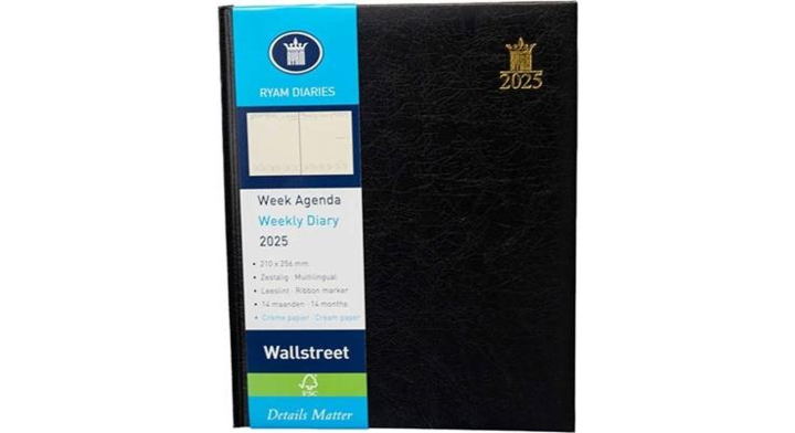 Wallstreet Creme 6T Mundior Zwart agenda, 256x210mm