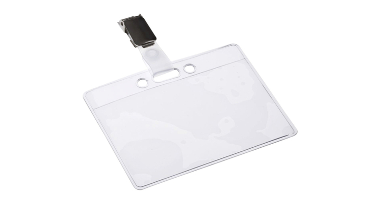 Europel, badge met strip&clip, 90x60mm, transparant, 121265