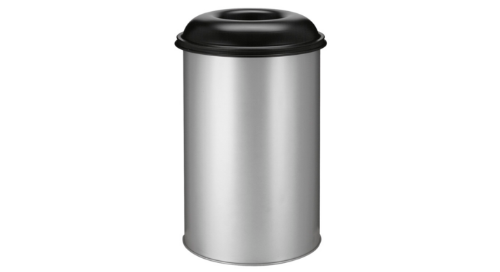 Stalen papierbak, vlamdovend, 200 liter, aluminium/zwart, VB 200000