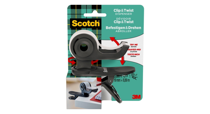 Dispenser clip scotch + 1rol 19x8.89m magic tape(c19-clip-cg