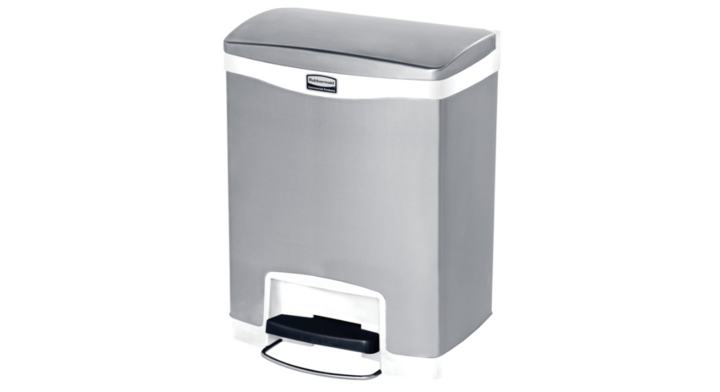 Rubbermaid, pedaalemmer, 30 liter, mat RVS/wit, VB 224795