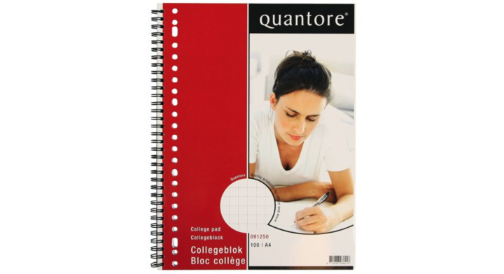 Collegeblok quantore 23rings ruit 10x10mm 70gram
