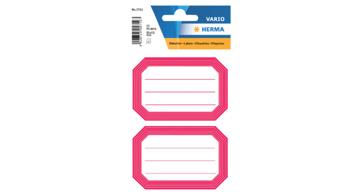 Etiket herma 5712 boek 82x55mm rode rand lijn