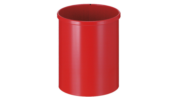 Metalen papierbak, rond, 15 liter, rood, VB 100100