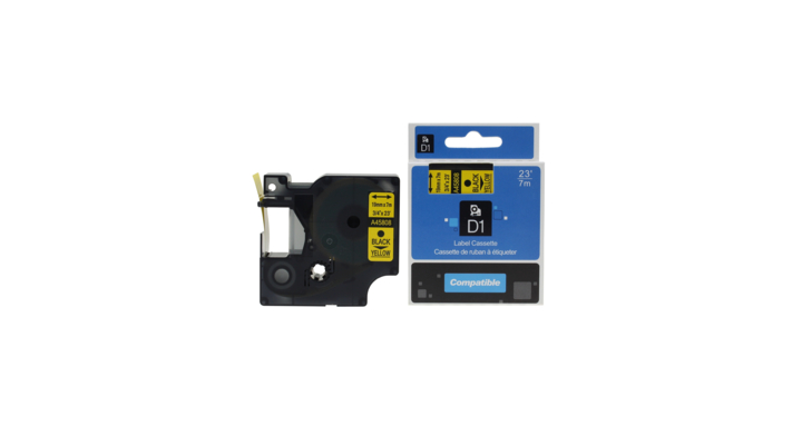 Compatible Lettertape dymo 45808  19mmx7m geel/zwart