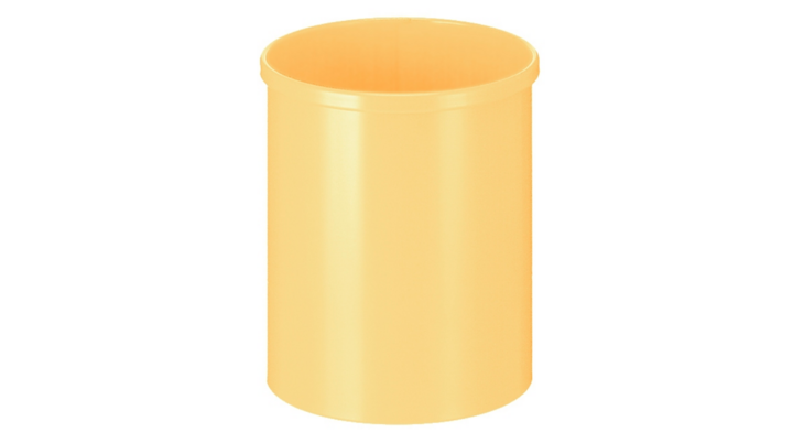 Metalen papierbak, rond, 15 liter, geel, VB 100100