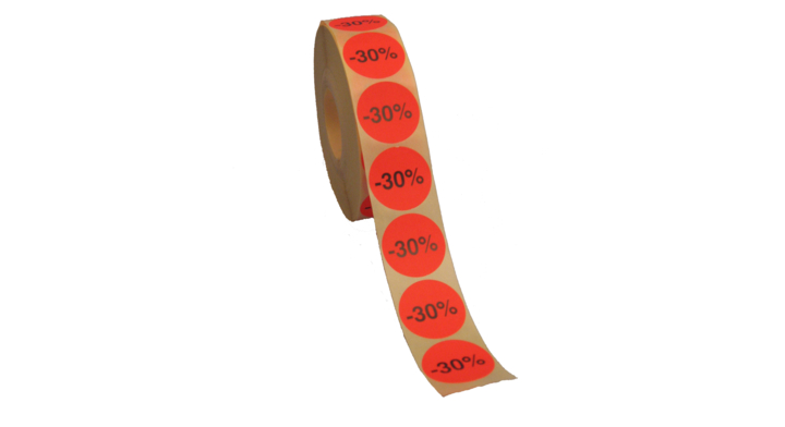 Etiket, 35mm, rond, rood, 30% (2000 stuks)
