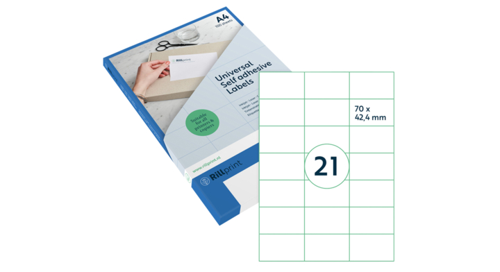 Etiket rillprint 70x42.4mm mat transparant 525st(83213)