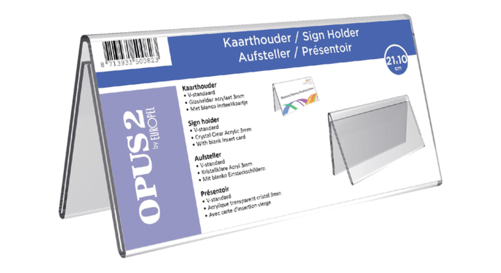 Kaarthouder opus 2 v-standaard 21x10cm acryl(350082)