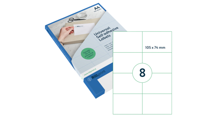 Etiket rillprint 105x74mm mat transparant 200st(83220)