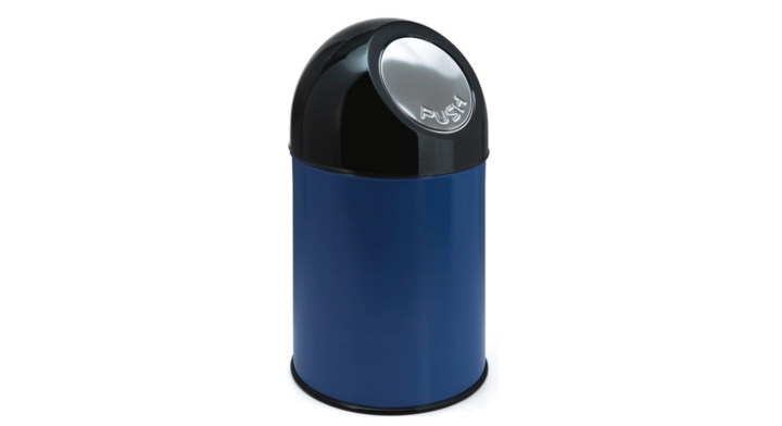 Afvalbak met pushdeksel & binnenbak, 30 liter, blauw, VB 460002