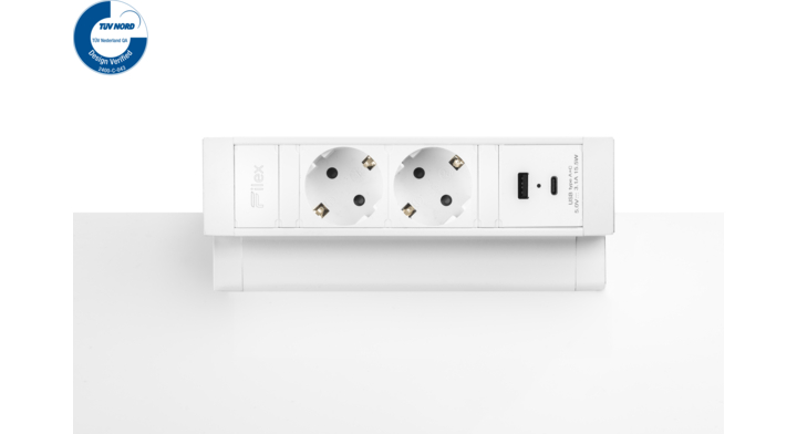 Filex, Power Desk Up 2.0, 2x 230V, 1x USB A+C, wit