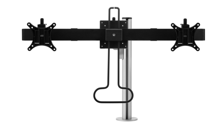 Galaxy Dubbel Monitorarm met Crossbar, zilver