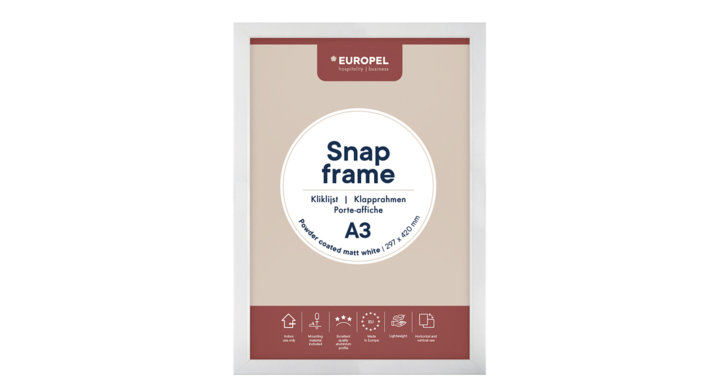 Kliklijst europel a3 25mm mat wit(355076)