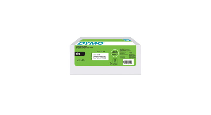 Etiket dymo 2177564 25mmx54mm adres wit 6x1000st(2177564)