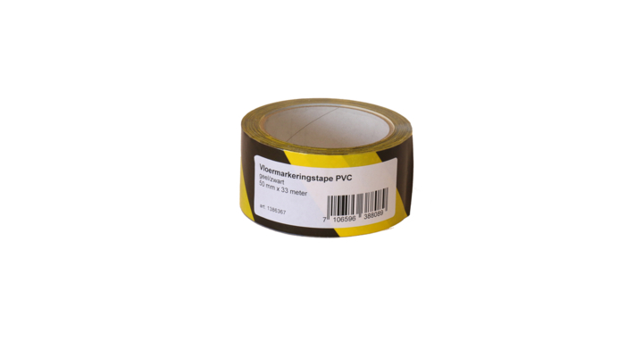 IEZZY, vloermarkeringstape, 50mm x 66m, zwart/geel, 15097 (1 stuk)