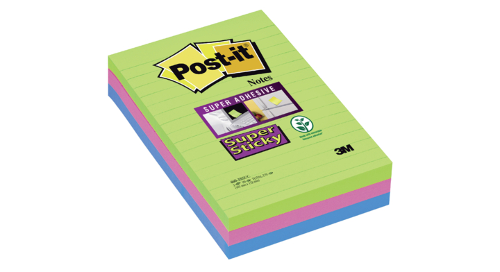 Memoblok 3m post-it 660 super sticky lijn 90 vel