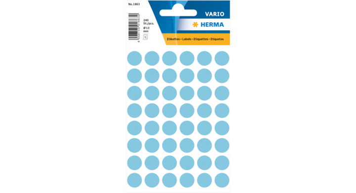Etiket herma 1863 rond 12mm 240st blauw