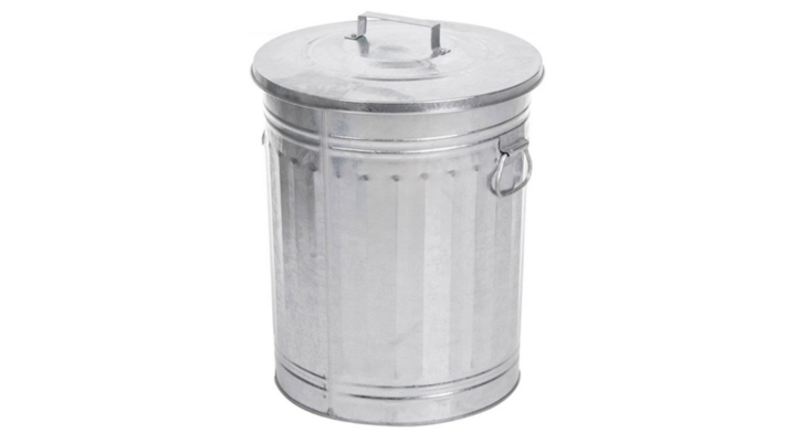Trash Can, afvalbak met deksel, 54 liter, verzinkt,VB 310015