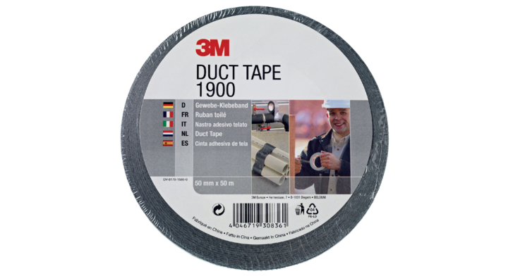 Plakband 3m scotch 1900 duct tape 50mmx50m zwart(190050b)