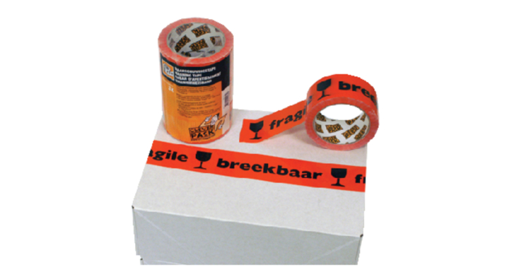 Plakband cleverpack breekbaar 50mmx66m or/zw PAK/3 rol