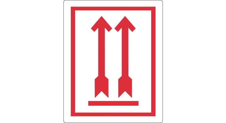 Waarschuwingsetiket pijl omhoog rd 500 stuks(76840)