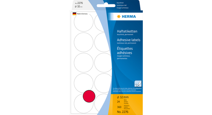 Etiket herma 2276 rond 32mm fluor rood