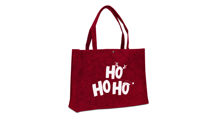 Vilten kersttas , Ho Ho Ho 45+15x33cm, bordeauxrood (50 st)