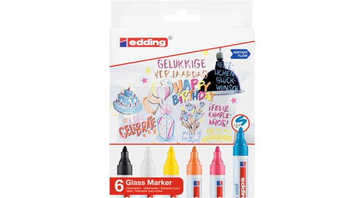 Viltstift edding 95 glasbord ass incl wit en zwart(4-95-6)