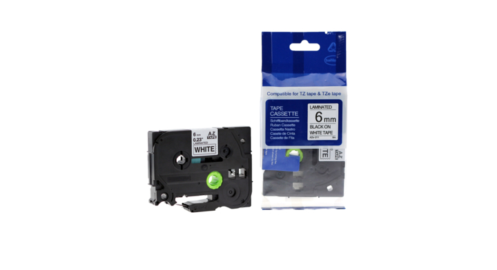 Compatible Lettertape brother p-touch tz211 6mm zwart/wit