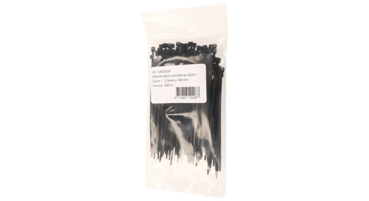 Inbindstrips iezzy nylon 2.5x100mm 20.5mm zwart(46100)