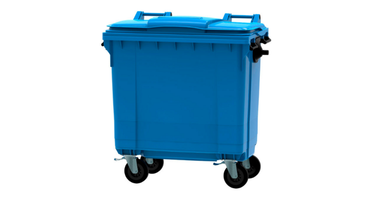 Container met vlak deksel, 770 liter, blauw, VB 770900