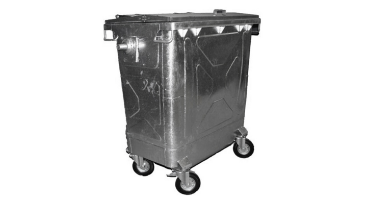 Container met vlak deksel, 770 liter, verzinkt, VB 770100