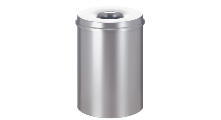 Metalen papierbak, vlamdovend, 30 liter, zilver, VB 103000