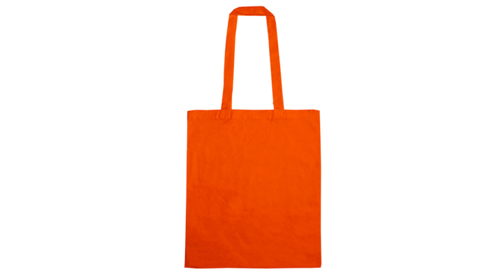 Draagtas, katoen, 38x42cm, lange lus, oranje (250 stuks)
