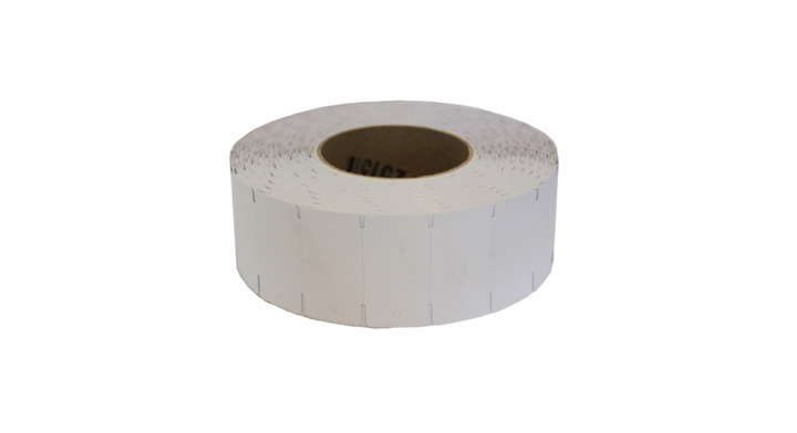 Textielkaartjes op rol, 58x30mm, wit (2000 stuks)