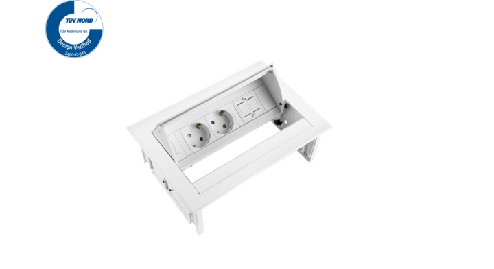 Filex, Power Desk In, 2x 230V, 1x keystone, wit