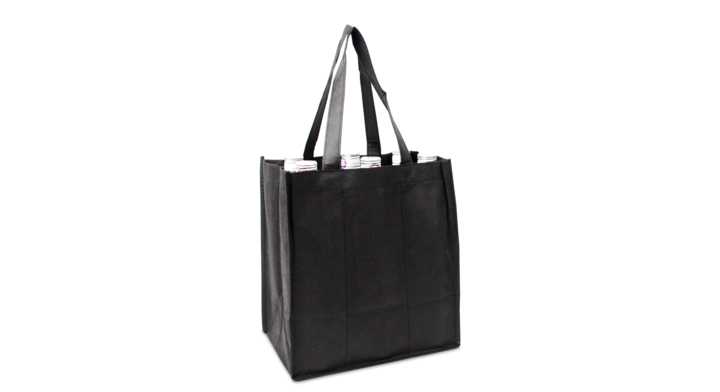 Draagtas, non-woven, 27+19x30cm, voor 6 fles, zwart (50 st)