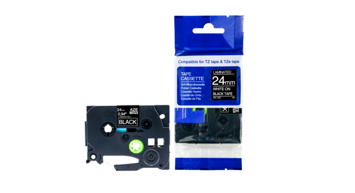 Compatible Lettertape brother TZE-355 24mm wit op zwart