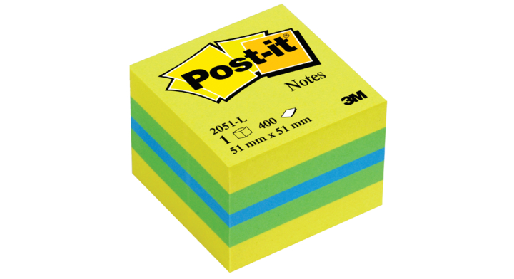 Memoblok 3m post-it minikubus 2051l 51x51mm lemon
