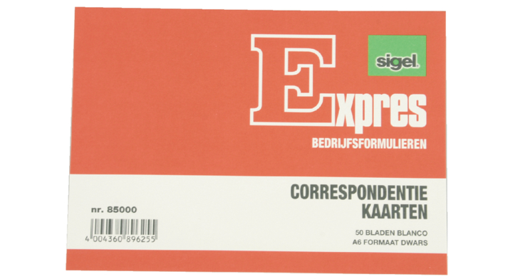 Correspondentiekaart sigel expres a6 ivoorkarton
