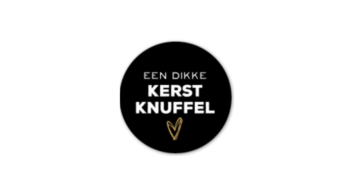 Etiket, dikke kerst knuffel, 35mm, zwart (1000 stuks)