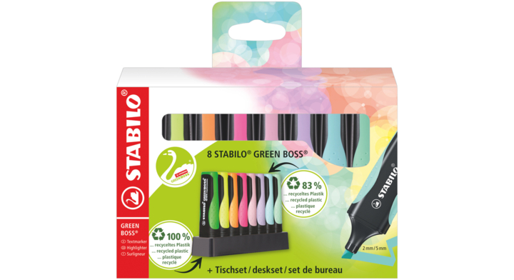 Markeerstift stabilo green boss deskset 8 stuks(6070/08-5)