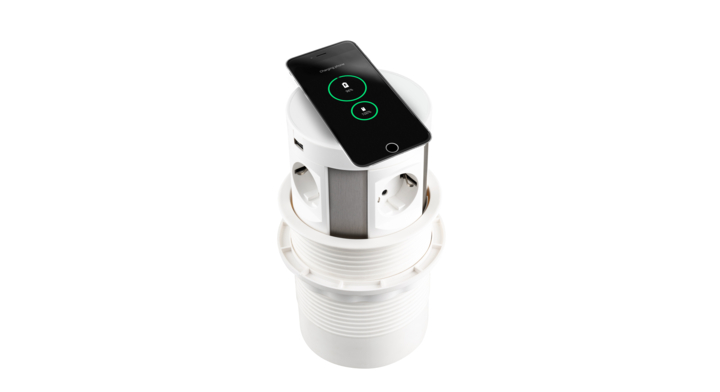 Filex, QI Power Pop-Up Meeting, 4x 230v, 2x USB A+C, wit