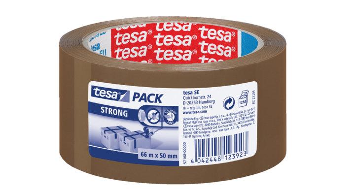Verpakkingstape tesa 57168 pp 50mmx66m ln bruin