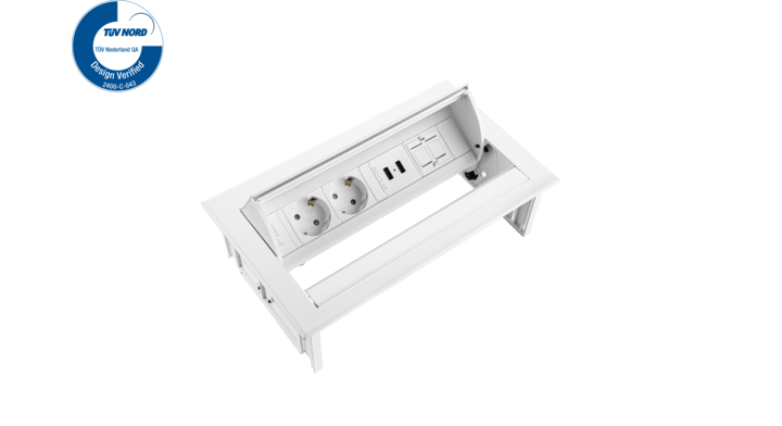 Filex, Power Desk In, 2x 230V, 2x USB, 1x keystone, wit