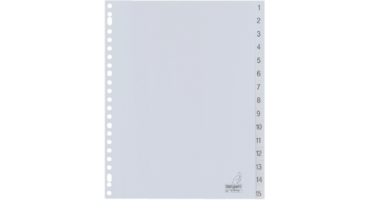 Tabblad kangaro g415cm a4 23r pp 15dlg 1-15 grijs(g415cm)