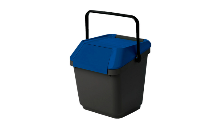 Easymax, stapelbare afvalbak, 35 ltr, grijs/blauw, VB 187867