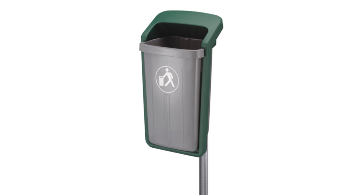 Kunststof buitenafvalbak, 50 liter, grijs/groen, VB 520000