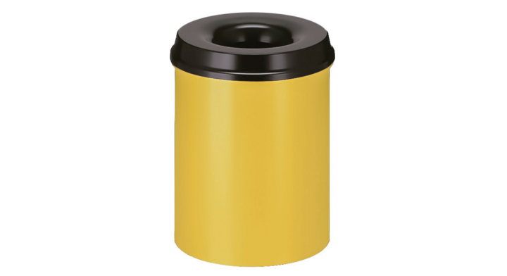 Metalen papierbak, vlamdovend, 15 liter, geel, VB 101500
